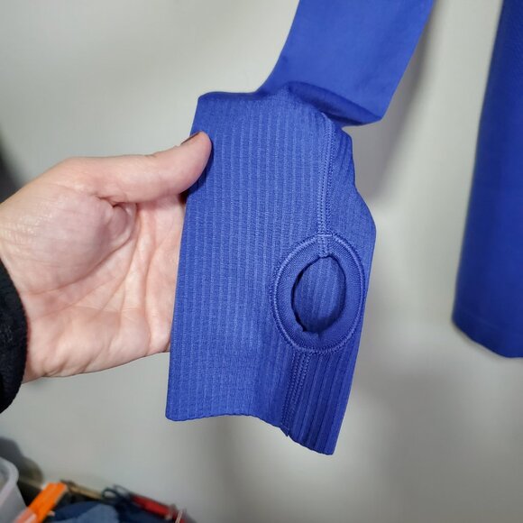 LULULEMON Swiftly Tech Hooded 1/2 Zip LS Top Shirt Stretch Moroccan Blue Women 8 - Picture 5 of 11